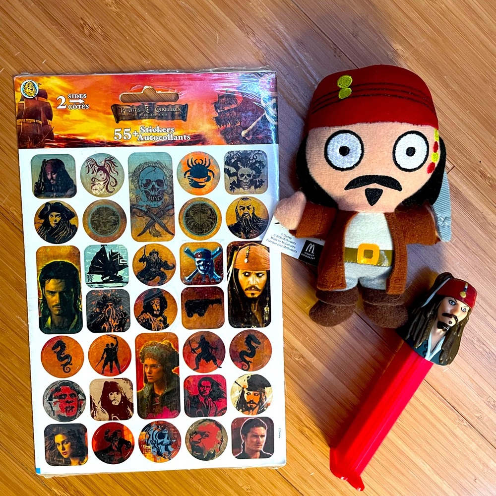 🏴‍☠️ Pirates of the Caribbean Bundle of Collectors Items Pez Stickers Plushie